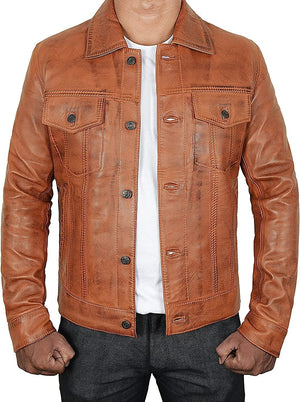 Vintage Trucker Biker Jacket Men, Multi Zing Apparel