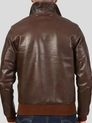Malcolm Dark Brown Real Leather Bomber Jacket Buy