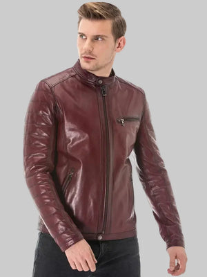 Mens-100-Real-Maroon-Leather-Slim-Fit-Bomber-Jacket