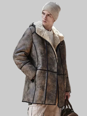 Mens-B7-Hooded-RAF-Aviator-Sheepskin-Flying-Fur-Shearling-Jacket-Coat