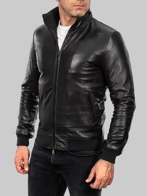 Mens-Black-Genuine-Leather-Bomber-Jacket