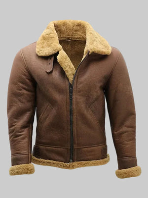 Mens-Brown-B3-Shearling-Sheepskin-WW2-Bomber-Leather-Flying-Aviator-Jacket