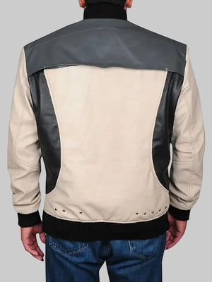 Mens-Varsity-Classic-School-Bomber-Black-Beige-Leather-Jacket