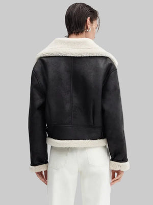 Womens-Shearling-Effect-Lined-Short-Jacket-Black