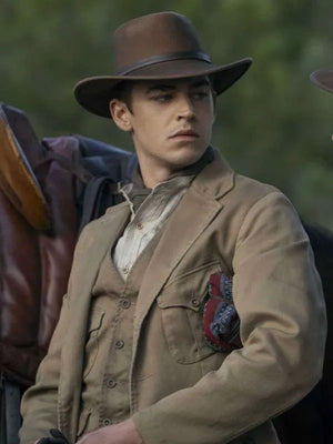 Young Sherlock 2026 Hero Fiennes Tiffin Brown Blazer