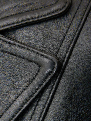 Lambskin Leather Blazer Women Black Zing Apparel