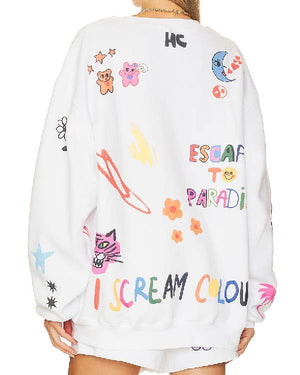 The Real Housewives of Orange County Jennifer Pedranti White Printed Sweatshirt USA Jackets