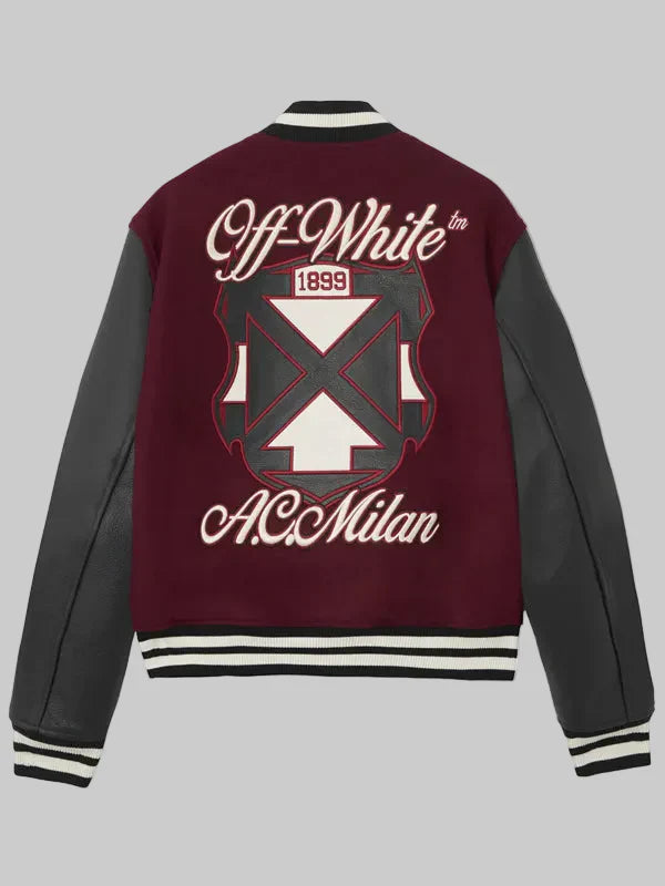 ACMILANXOffWhiteBordeauxVarsityJacket
