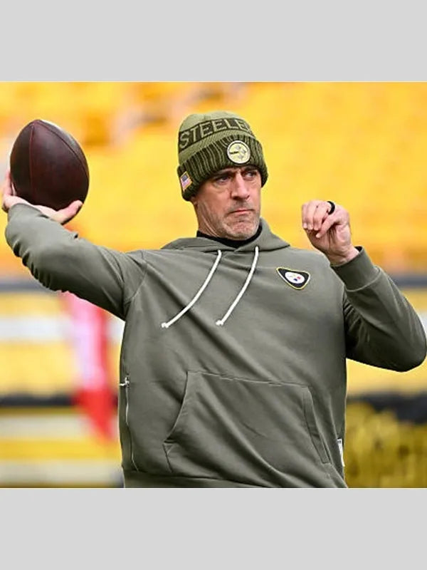 Aaron Rodgers 2025 Pittsburgh Steelers Salute to Service Hoodie