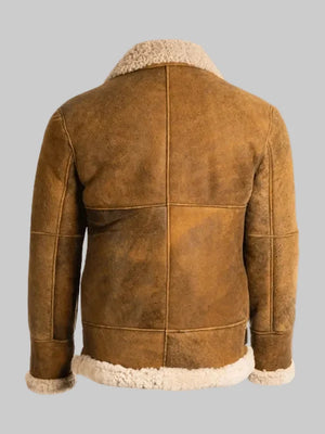 Aviator-Mens-Brown-Sheepskin-Shearling-B3-Leather-Jacket-Back