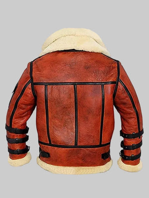 Aviator-Sheepskin-RAF-Men-B6-Waxed-Bomber-Shearling-Leather-Jacket-Brown