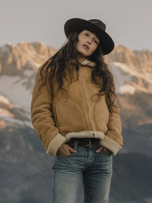 Aviatore-Women-Sabbia-Shearling-Jacket