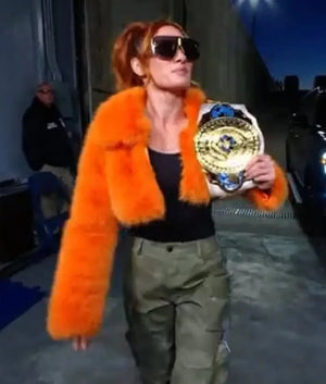Becky Lynch SmackDown 2025 Fur Cropped Jacket USA Jackets