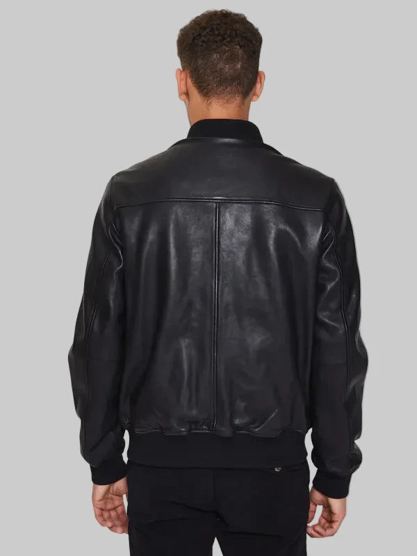Black-Mens-Leather-bomber-jacket