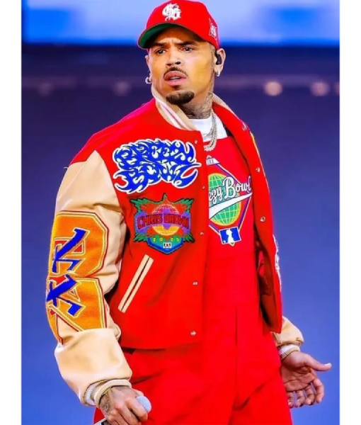 Chris Brown Breezy Bowl XX Red Varsity Jacket USA Jackets