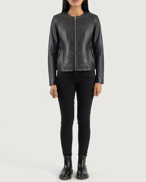 Collarless-Leather-Jacket-Elixir-Black