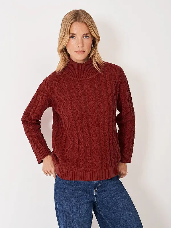 Cozy Winter Knit Sweater with Ribbed Collar and Hem