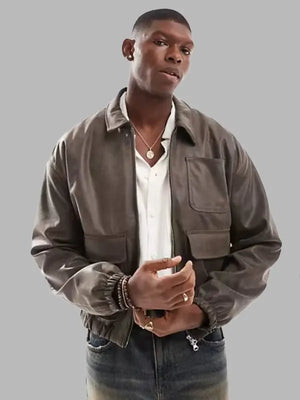 Daniel Brown Real Leather Bomber Jacket