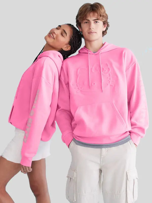 Hello Kitty Embossed Face Pullover Hoodie