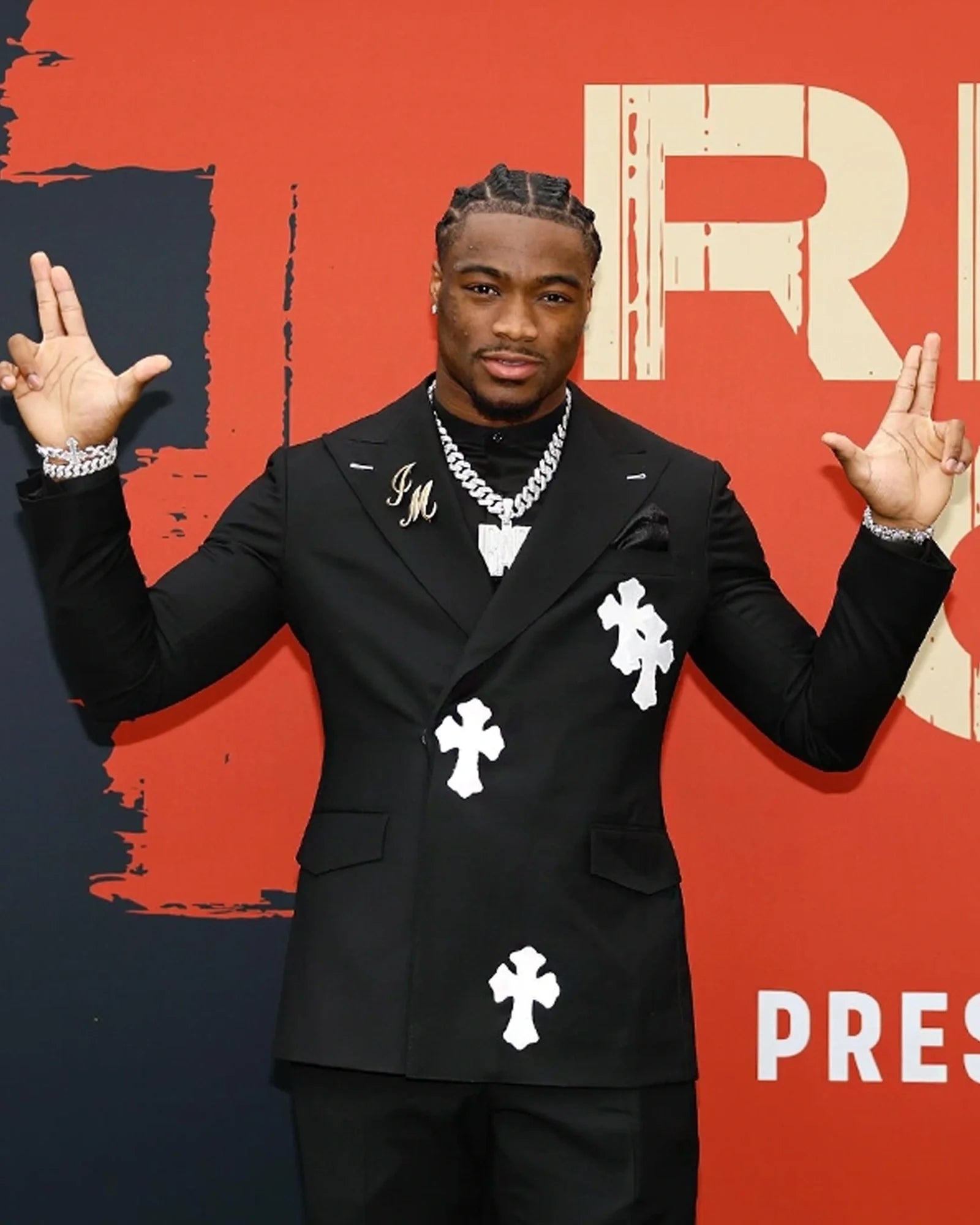 Jalen-Milroe-Chrome-Hearts-Suit-Black