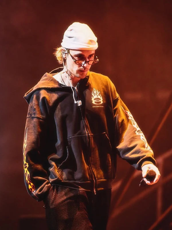 Justin Bieber Balenciaga Burning Unity Zip-Up Hoodie