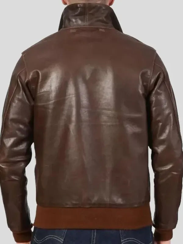 Malcolm Dark Brown Real Leather Bomber Jacket Buy