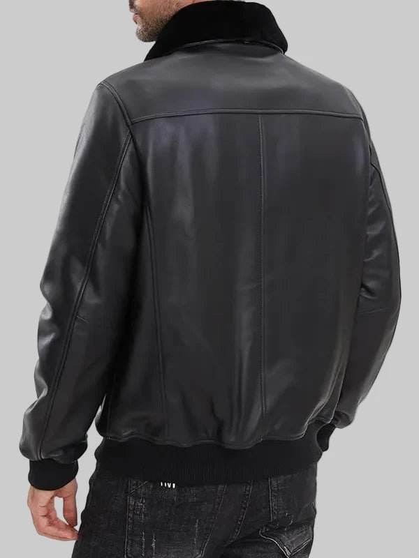Men-Leather-Black-Bomber-Jacket-with-Real-Fur-Collar