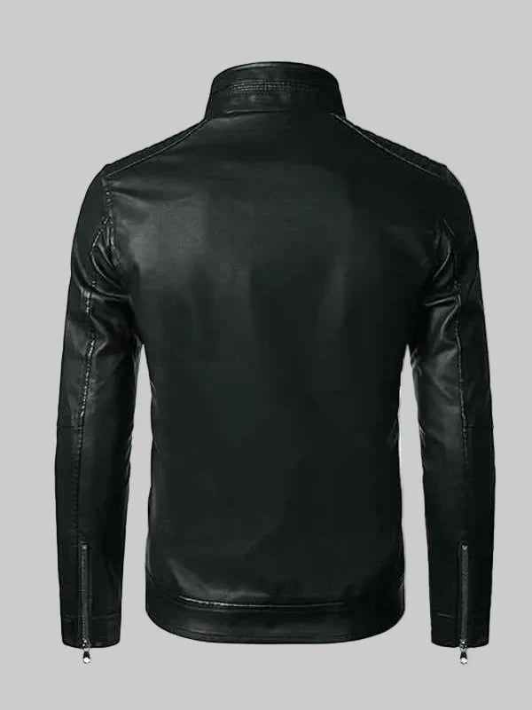 Mens-Black-Biker-Slim-Fit-Leather-Jacket