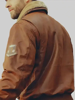 Michael Brown Real Leather Bomber Jacket With Fur Collar