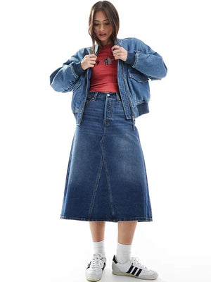 Sale Blue Jean Bomber Jacket