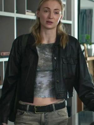 Sophie Turner Steal S01  Black Leather Jacket