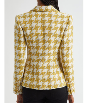 The View 2025 Ana Navarro Yellow Houndstooth Tweed Blazer USA Jackets