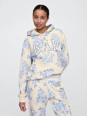 White-And-Blue-Floral-Gap-Hoodie