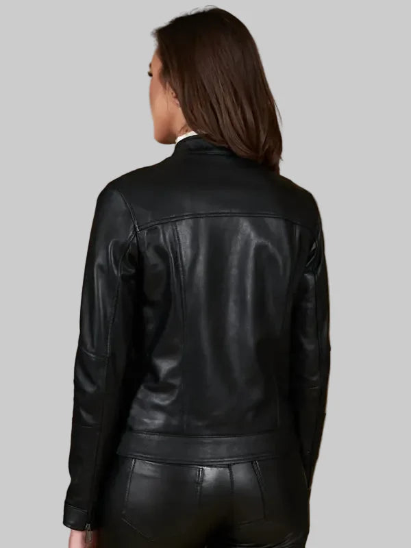 Women-nappa-lamb-Black-leather-biker-jacket