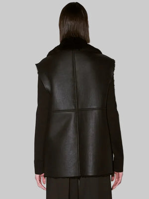 Womens-Sleeveless-black-shearling-jacket-Back