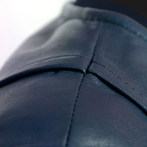Women Biker Jacket Collarless, Midnight Blue Zing Apparel
