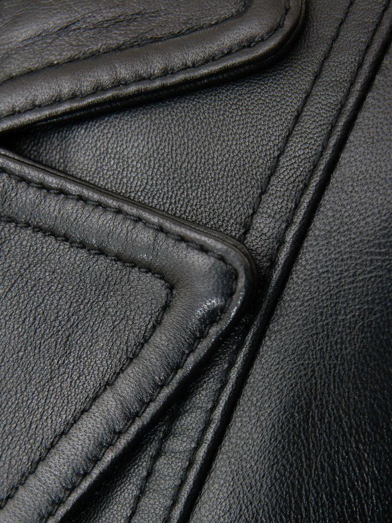 Lambskin Leather Blazer Women Black Zing Apparel