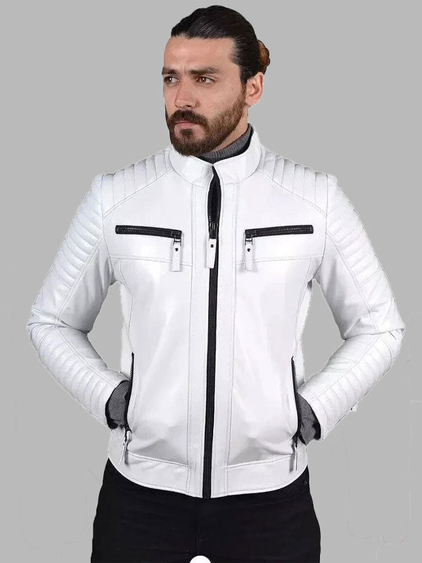 Robert White New Lambskin Stylish Motorcycle Leather Jacket